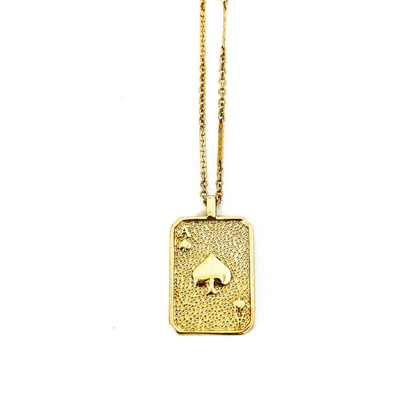 Ace of Spades • 14k Goldfilled Pendant Necklace on Bar Chain