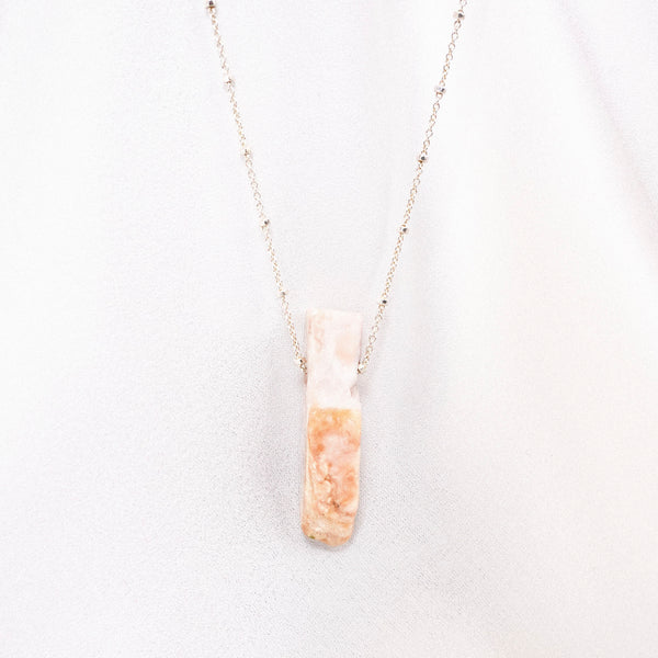 Cardea • Raw Pink Opal Pendant on Satellite Chain